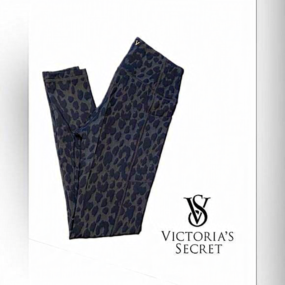 VS - Size 4, Leopard Pocket Leggings, Black‎ and Gray